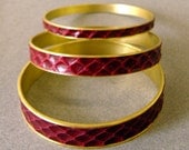 Sumptuous Red Burgundy Snake Skin Leather Bracelet Handmade by dirtyrice on etsy
