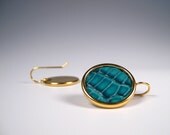 Handmade Cajun Jewelry Teal Louisiana Alligator Leather Earrings by dirty rice designs