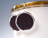 Handmade Stingray Leather Plum Purple Genuine Shagreen Earrings by dirty rice on etsy