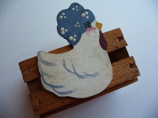 Vintage Chicken Crate Home Decor Storage Wood Display Handpainted Craft Unique Country Kitchen