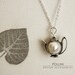 Have a Tea Necklace. Antique Silver Teapot with Swarovski Pearl. Pastel (SNL-01)
