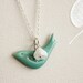 Porcelain Teal Sparrow Necklace. Gift For Her (SNL-03)