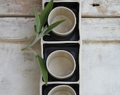 divided porcelain tray with 4 little cups - lauriegceramics
