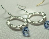 Silver Hoop Earrings with Swarovski Crystal dangle
