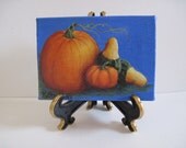 Pumpkins and Gourds Miniature Painting, Original,  2.5 x 3.5"