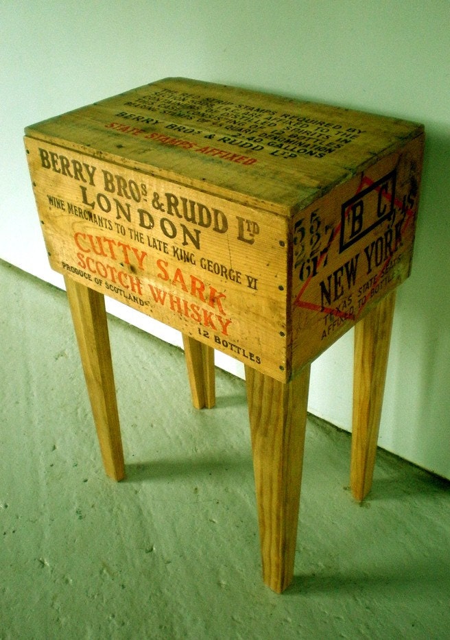 Shipping Crate Side Table (Cutty Shark Whisky) 12in. x 17in. x 26in. -- FREE SHIPPING
