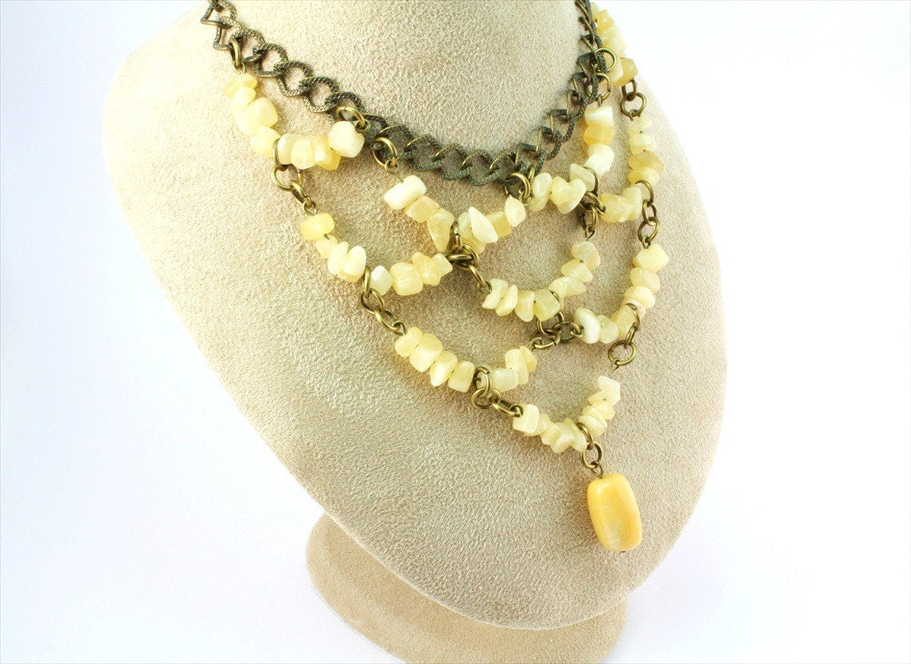 Yellow Stone Bib Necklace Bohemian Jewelry