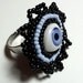 Staring - Evil Eye Ring in Blue and Black Adjustable Bead Embriodered