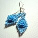 Cute Sky Blue Rose Earrings - On Silver Plated Hooks or Clip Ons
