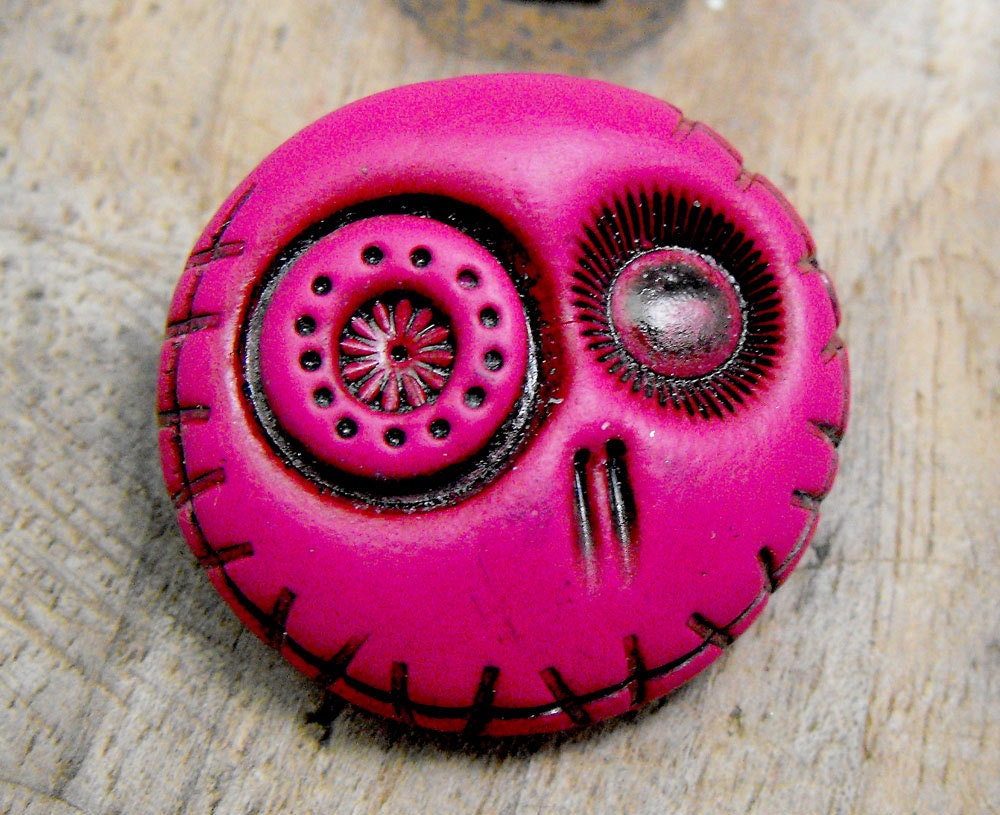 Tiny happy mini skull in wine color