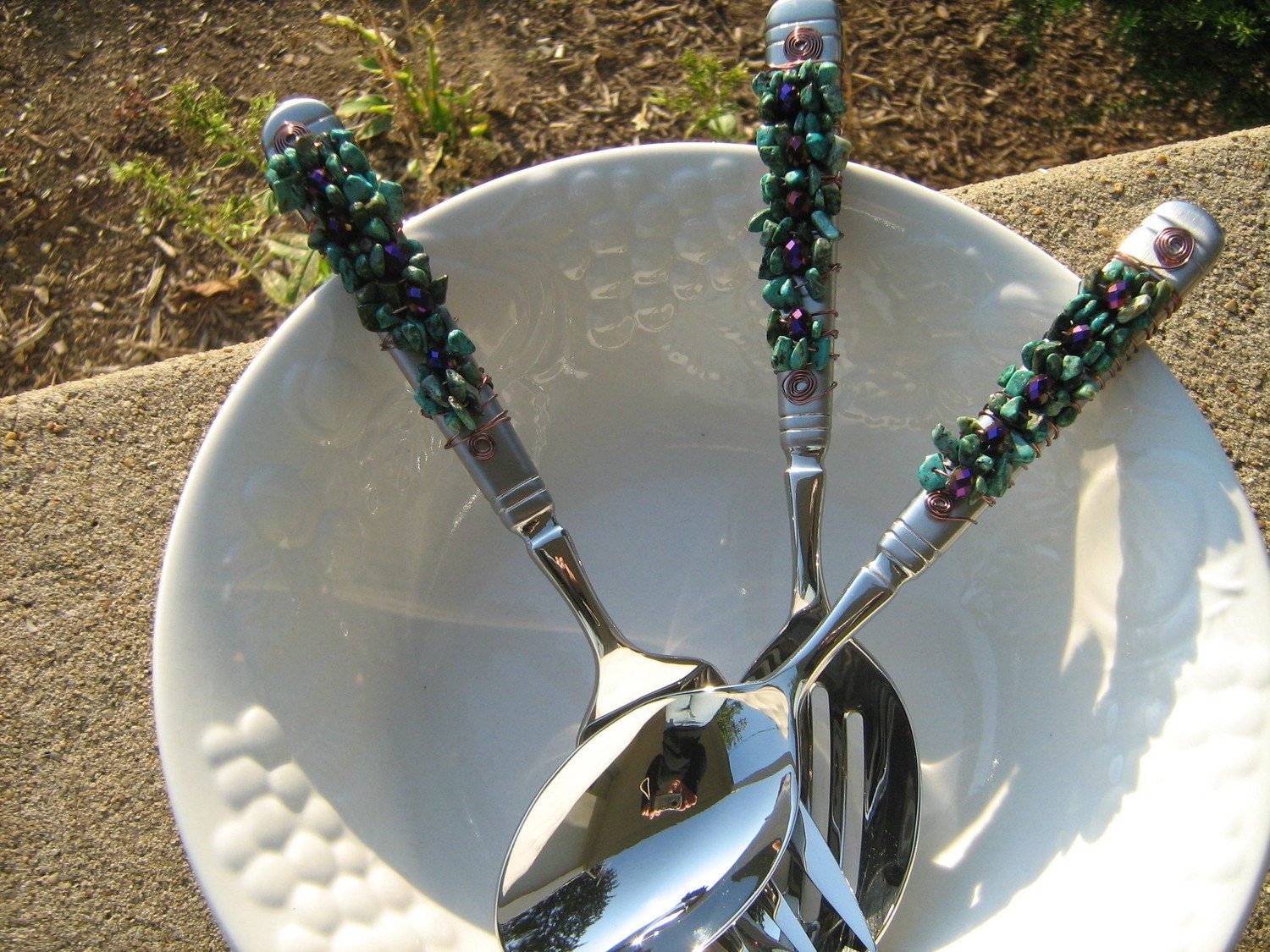 Made to order beautifully beaded 3 piece serving set
