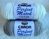 Taupe and Winter White Acrylic Yarn - Caron Perfect Match - 2 skeins