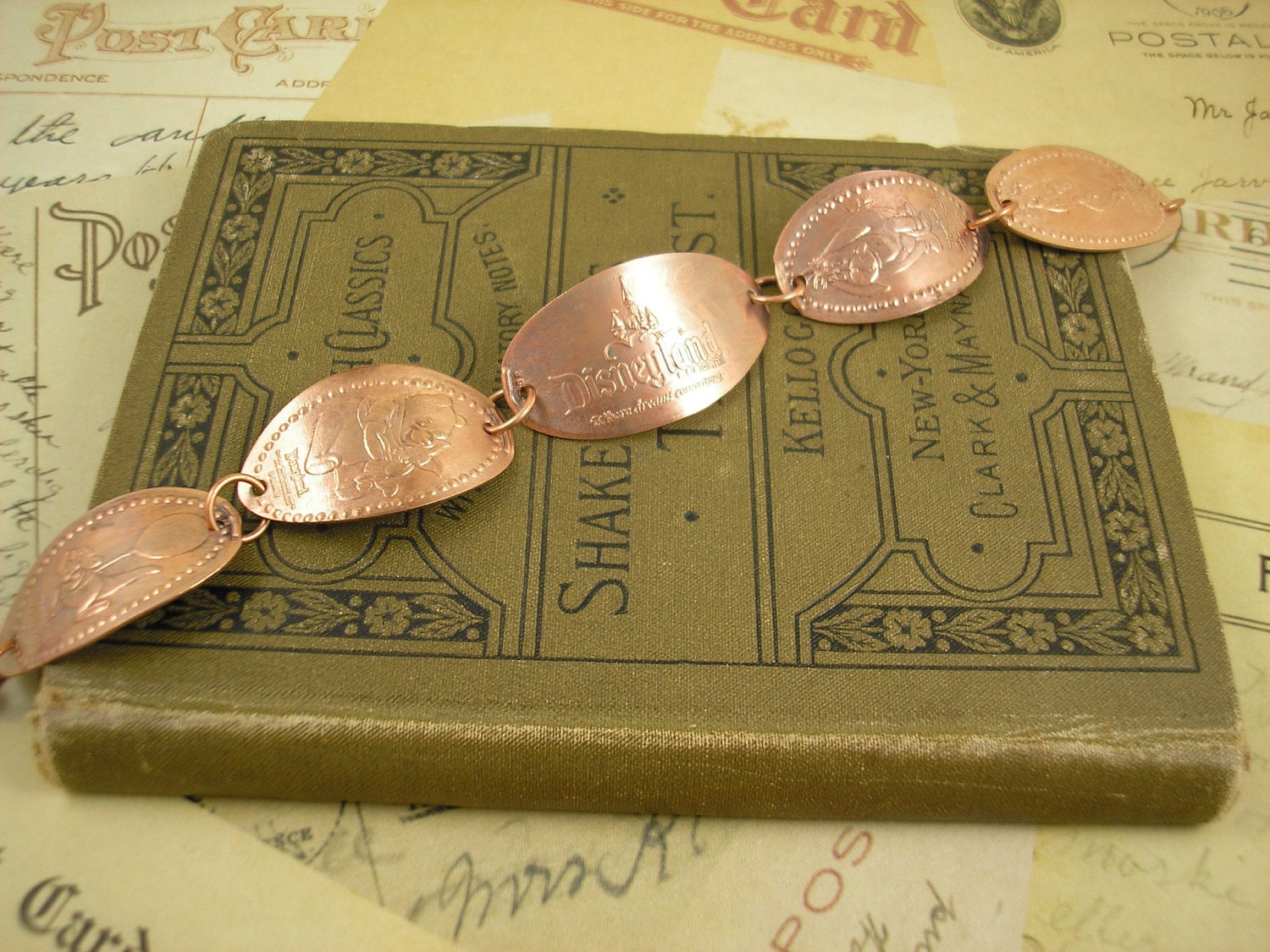 Disney Winnie the Pooh Characters - Smashed Penny Bracelet . Upcycled Statement Bracelet - Limited Edition