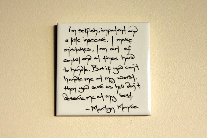 Marilyn Monroe Insecure Quote Wall Tile Removable Wall Art
