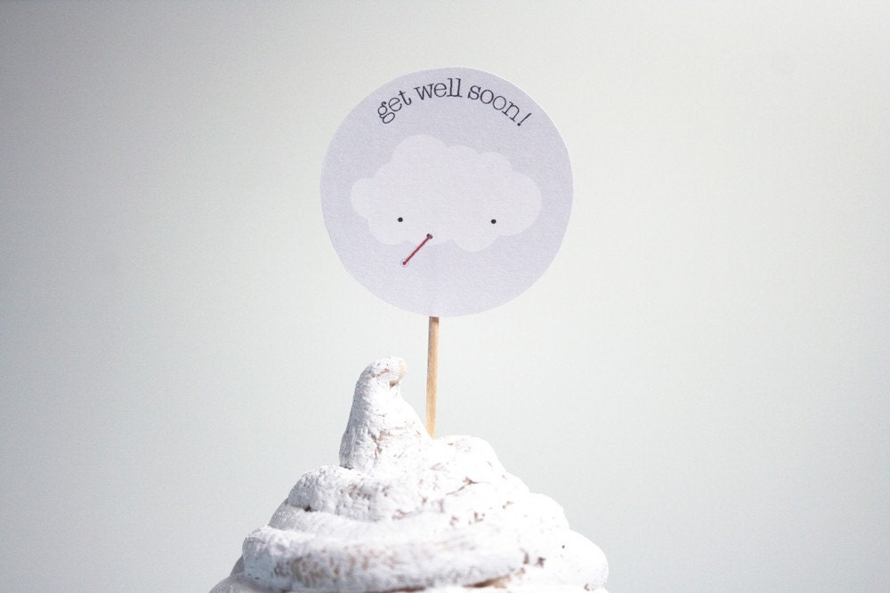 Printable Cupcake Toppers - Get Well Soon Cloud (404)