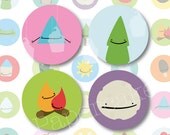 One Inch Circles Woodland Theme for Scrapbooking, Jewellery Making, Bottlecaps (516)