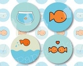 One Inch Circles Goldfish Bowl for Scrapbooking, Collage, Bottlecaps (511)