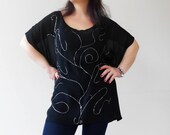 Black chiffon hand painted Camisole Tunic Caftan