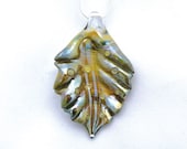 Jubilant Glass Lampwork Leaf Pendant     Borosilcate on Sterling Silver    Free Shipping - JubilantGlass