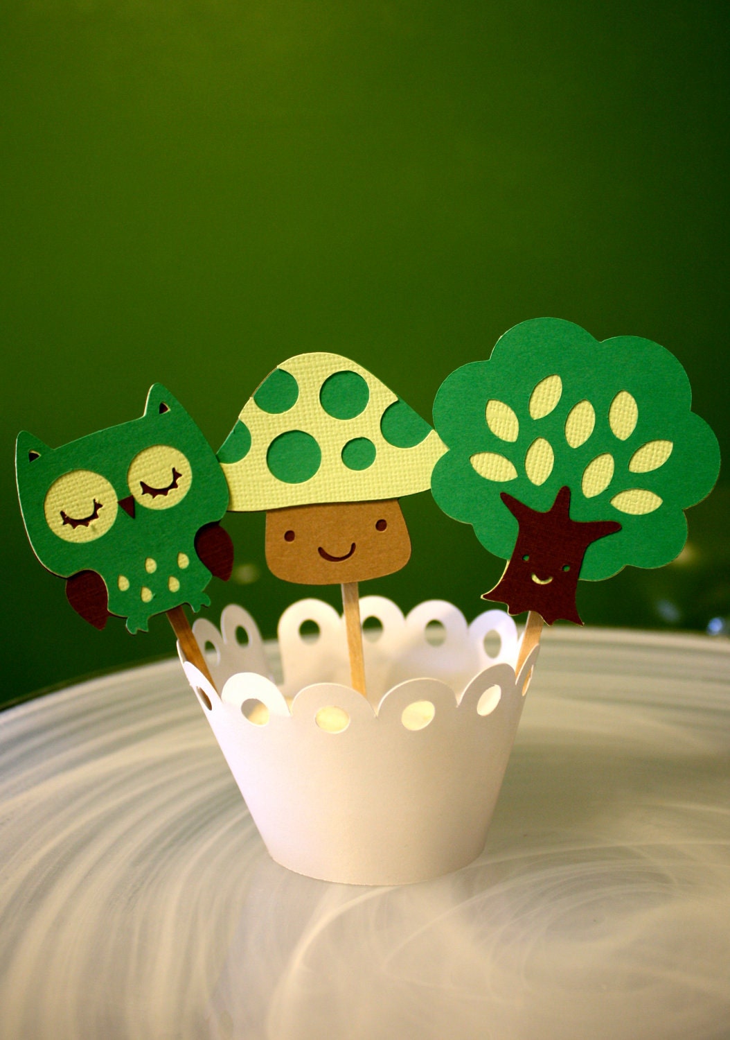 Woodland Owl Cupcake Toppers Set / Cake Toppers / Mini Cupcake Toppers / Centerpieces