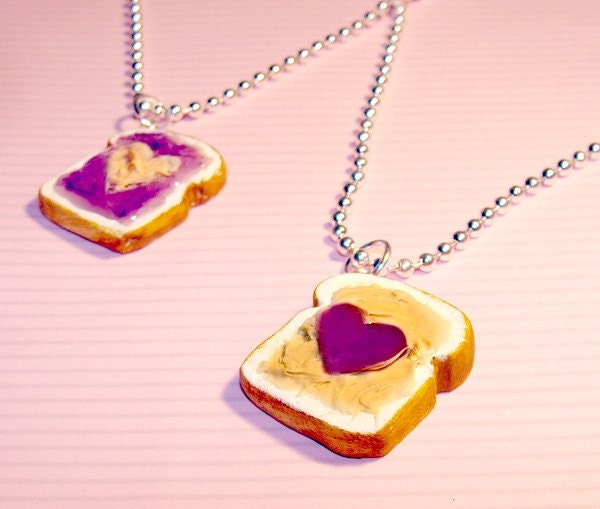 Best Friends Necklaces - Peanut Butter and Jelly Necklaces - Cute Kawaii Necklace BFF