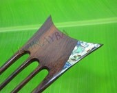 wooden paua abalone hair comb