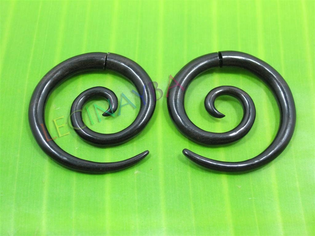 spiral wooden tribal earrings