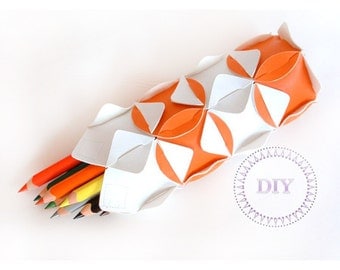 craft set pencil case-white orange DIY KIT put&pull