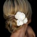 Kate bridal hair flowers,  ivory satin flowers with rhinestone centers, bridal hair accessories