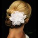 Cecilia bridal hair flower, wedding hair flower, flower hairpiece, bridal fascinator,  white Chiffon Flower with  Pearl and Crystal Center