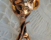Vintage Funny Copper Mouse Brooch//Pin