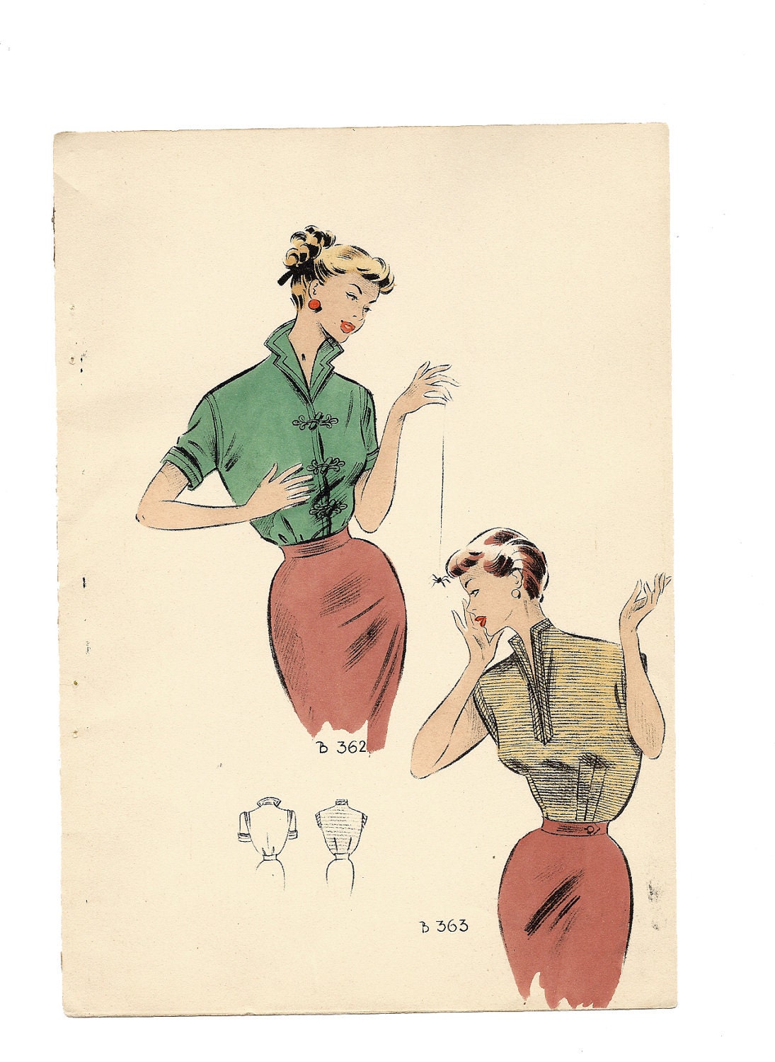 1954 Womens Fashion Magazine Illustration