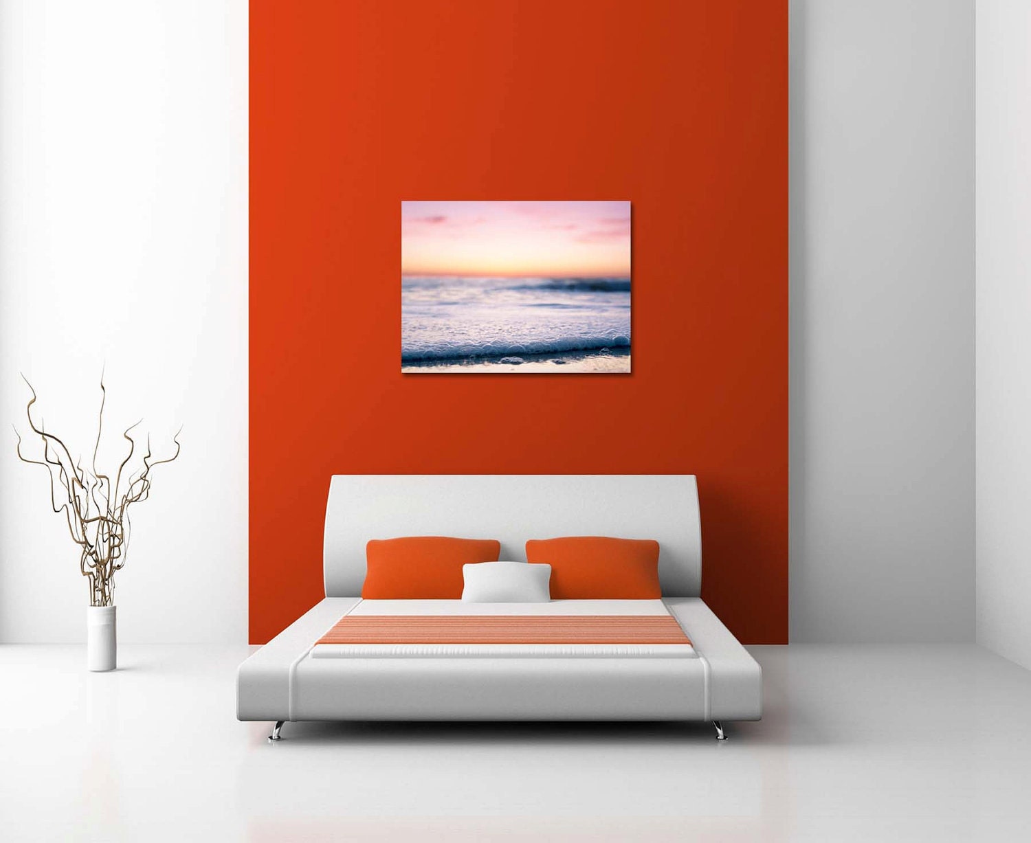 SALE Beach Photography Decor- 16x20 Canvas, Fine Art Photograph, Ocean , Sunset, Large Wall Decor, Landscape