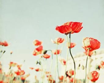 Red Poppies, Red Poppy Art,  Spring, Floral Decor, Color Pop,  Red, Bright, Colorful, Spring Home Decor, 8x10