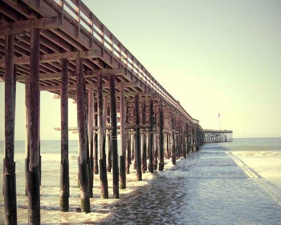 Beach Print- Beach Decor, Ventura Pier, Pier Photography, California Beach, Retro Beach Print, Beach Print 8x10