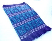 Wheat Heart Design Knitted Fairisle Neck Warmer Purple & Blue