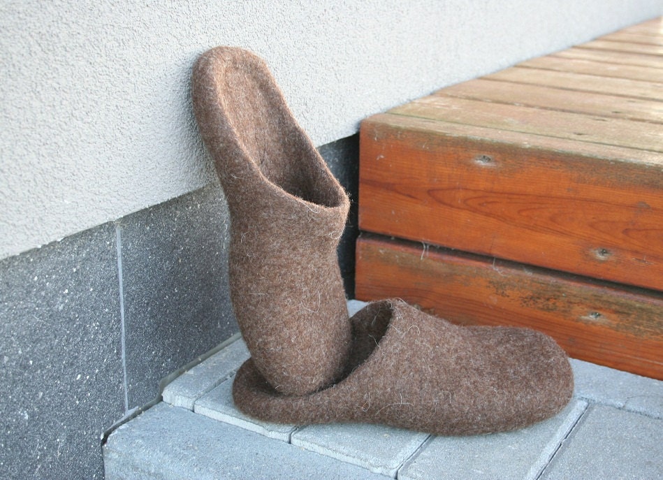 Felted men slippers eco wool, organic, gift idea for him