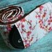 Camera Strap Cover with Lens Cap Pocket - Brown Padded Minky - Cherry Blossom- MADE TO ORDER