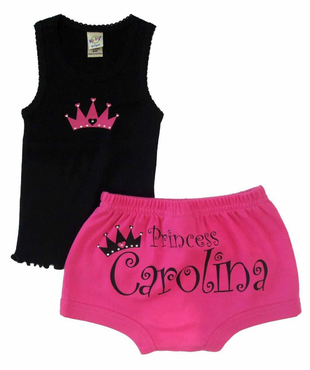 Personalized Princess custom boutique diaper cover and top set