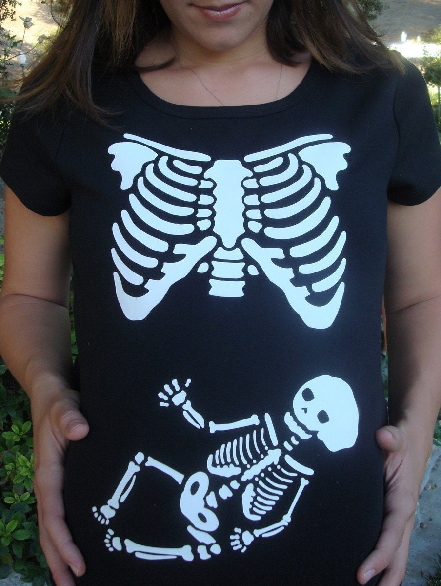 Halloween custom skeleton NON Maternity shirt - STANDARD TEE with our popular skeleton design