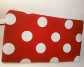 Red and White Polka Dot Wristlet