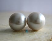 Pearl Earrings - AAA 10.0-10.5mm Silver Gray Freshwater Pearl Stud Earrings - Free shipping