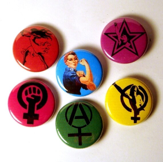 Feminist - Set of 6 - 1 inch pinback buttons