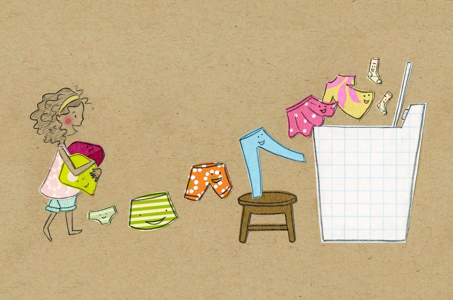 Dancing Laundry Original Illustration