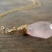 Graduation Gifts, Pink Jewelry Nostalgic Rose Quartz Pendant Gold Filled Necklace, Romantic Feminine Soft Jewelry,Gift For Her