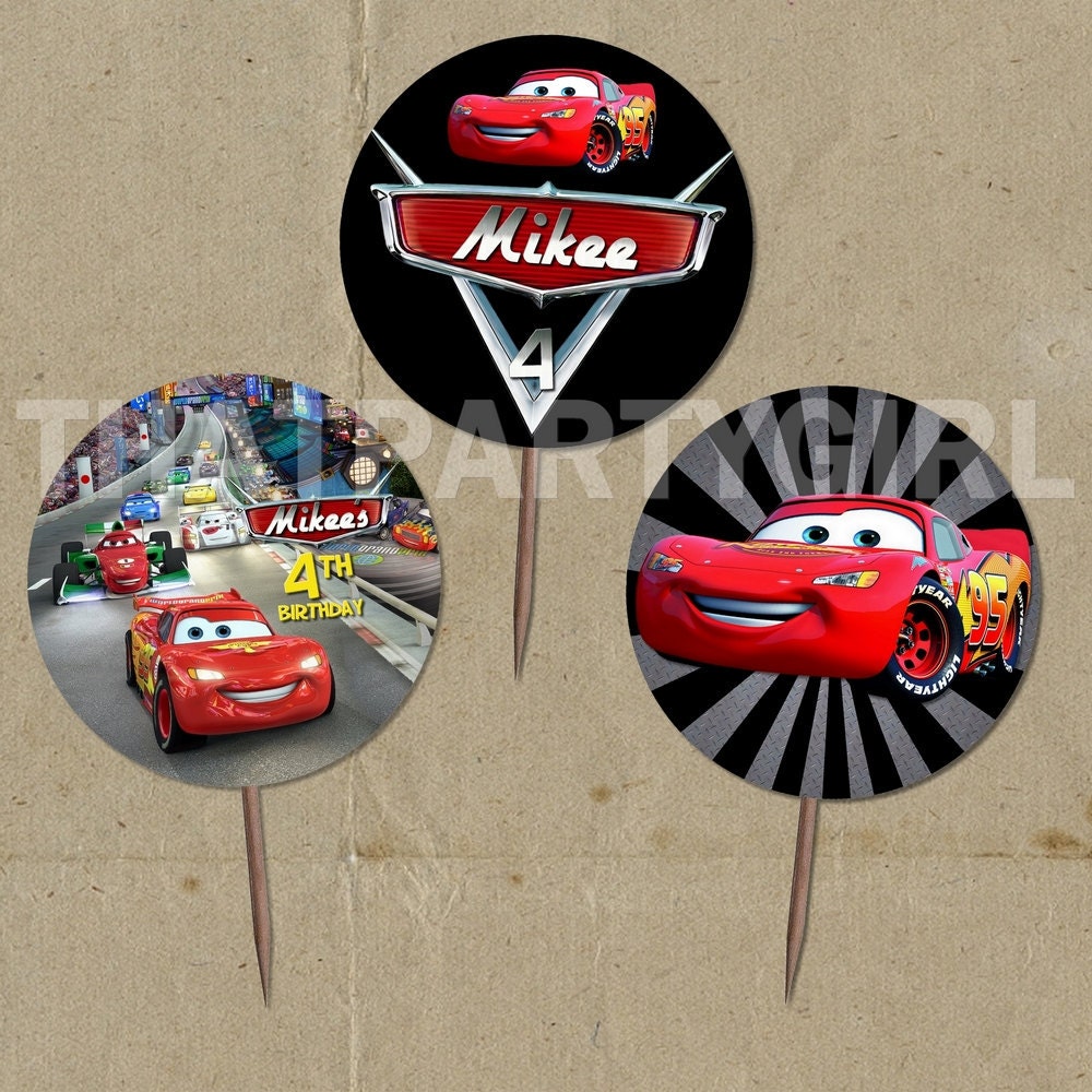 DIY personalized Cars Favor Tags Cupcake Toppers - digital U Print