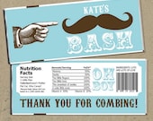 40 Mustache Bash Baby Shower Party Favors Candy Bar Wrappers