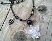 Butterfly Glass Black Beaded Necklace Women Jewelry Women Gift Teen Jewelry Teen Gift