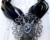 Cameo Necklace Women Jewelry  Women Gift Black Teen Girl Jewelry Teen Girl Gift Ribbon Suede Gunmetal