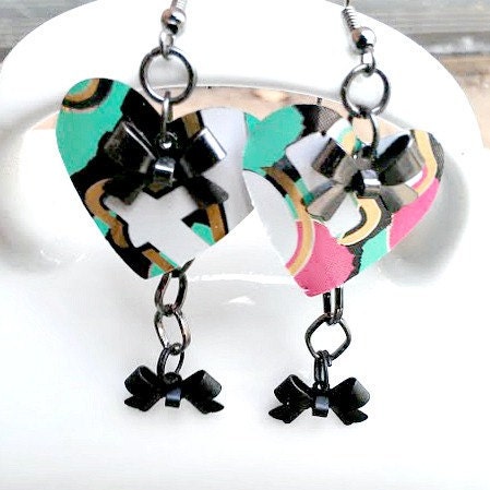 Recycled Jewelry Arizona Tea Can Soda Can Gift Heart Upcycled Earrings Recycled Soda Can Jewelry Double Sided - E43